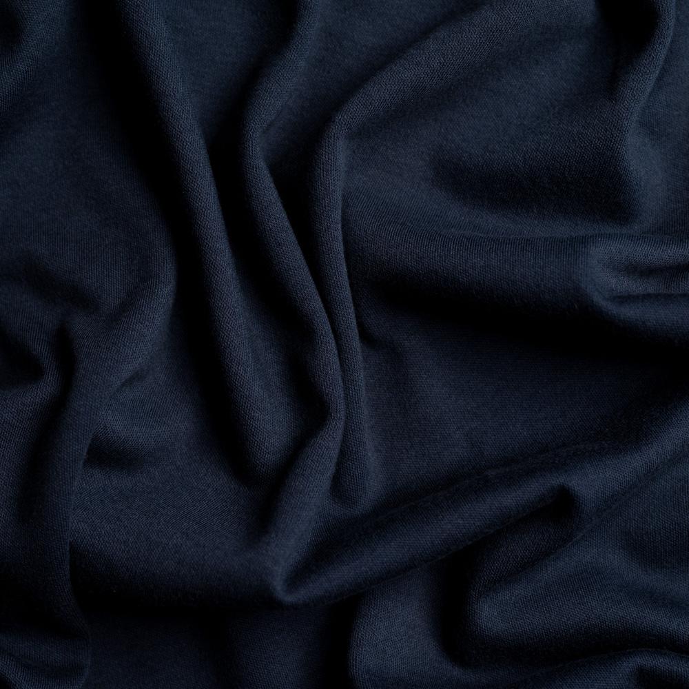 Bamboo Cotton Stretch Brushed Sweatshirt Fleece - Marine Navy