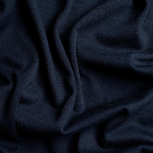Bamboo Cotton Stretch Brushed Sweatshirt Fleece - Marine Navy