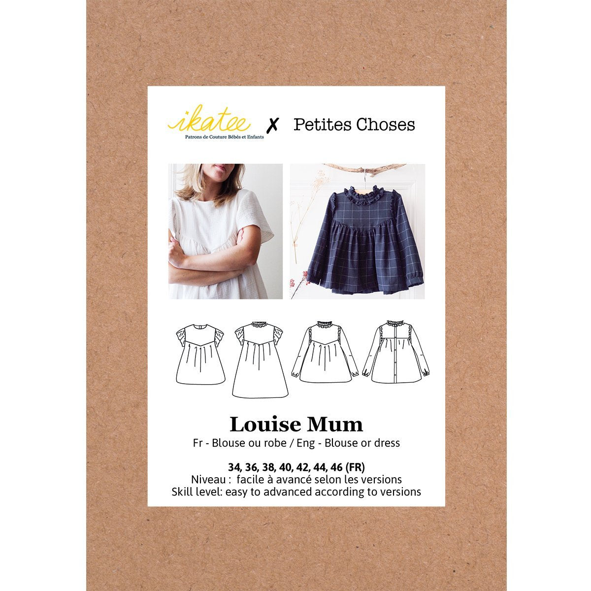 Ikatee - LOUISE Adult blouse & dress - Woman 34/46 - Paper Sewing Pattern