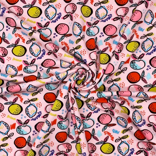 Lemons - Pink - GOTS Certified Organic Cotton Jersey Knit