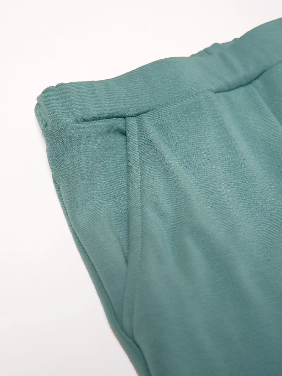 Bamboo Stretch Sweater Fleece Knit - Beryl Green - Deadstock - 350gsm