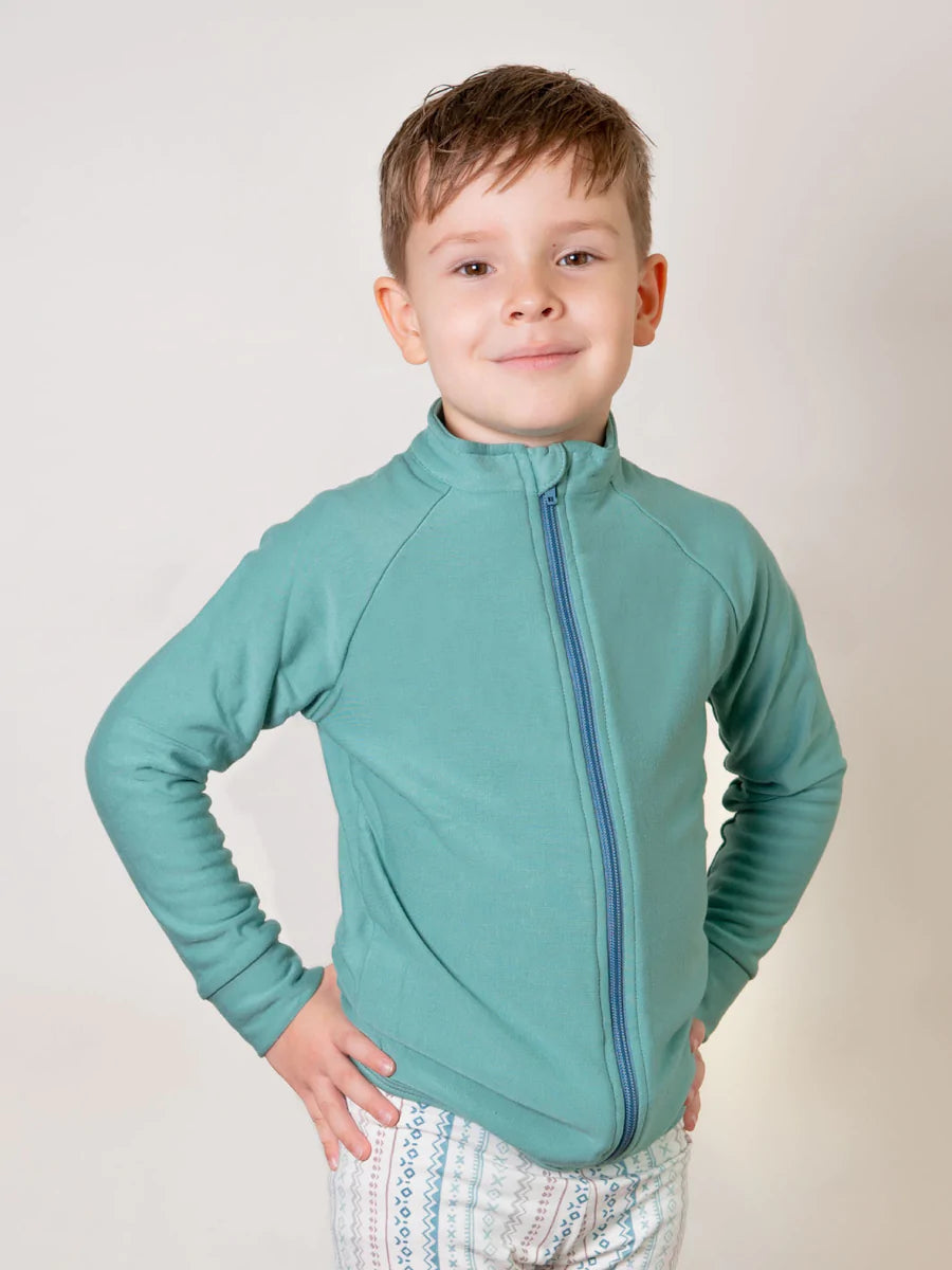 Bamboo Stretch Sweater Fleece Knit - Beryl Green - Deadstock - 350gsm