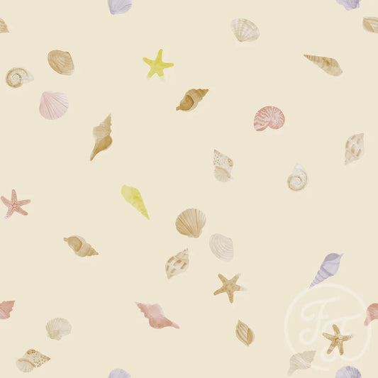 Sea Shells - Yellow - Cotton Jersey Knit