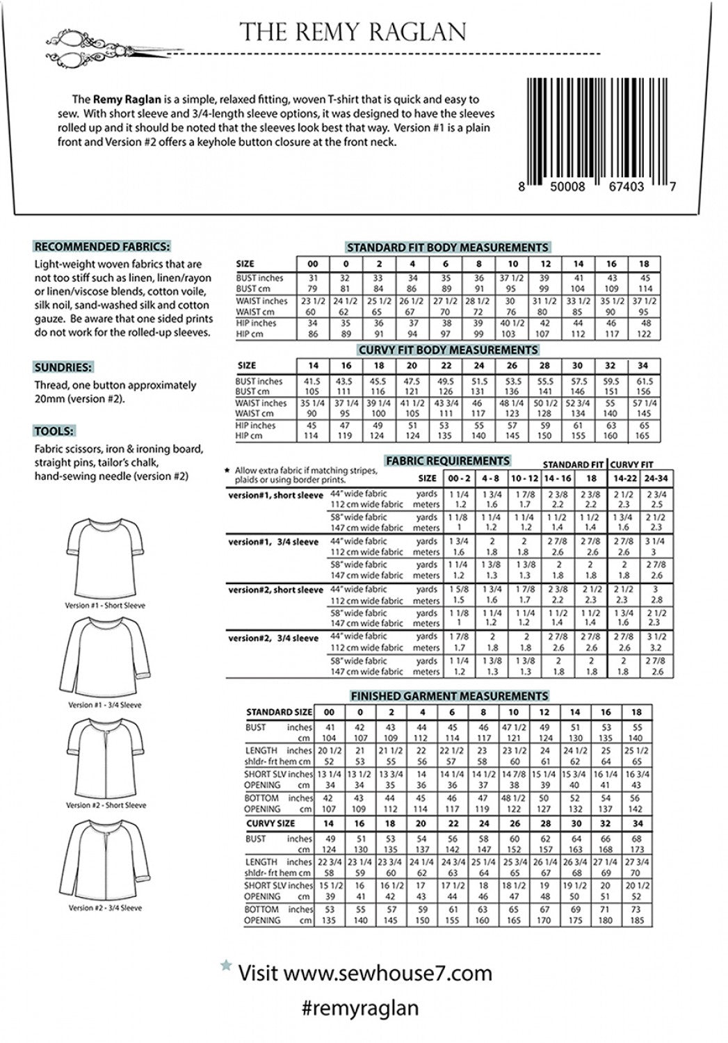 Sew House Seven - The Remy Raglan Pattern