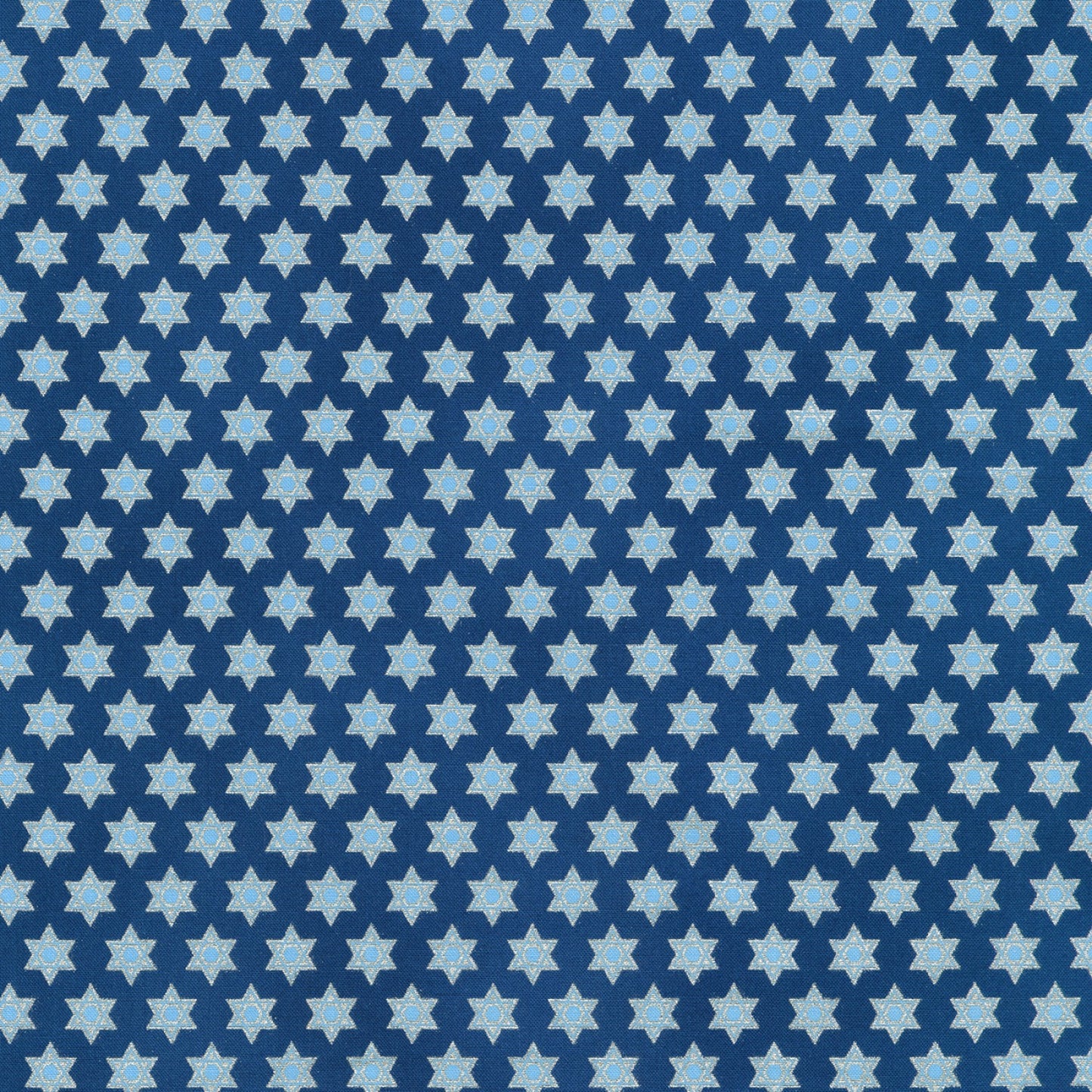 Star of David - Hanukkah - Metallic Blue - Cotton Fabric