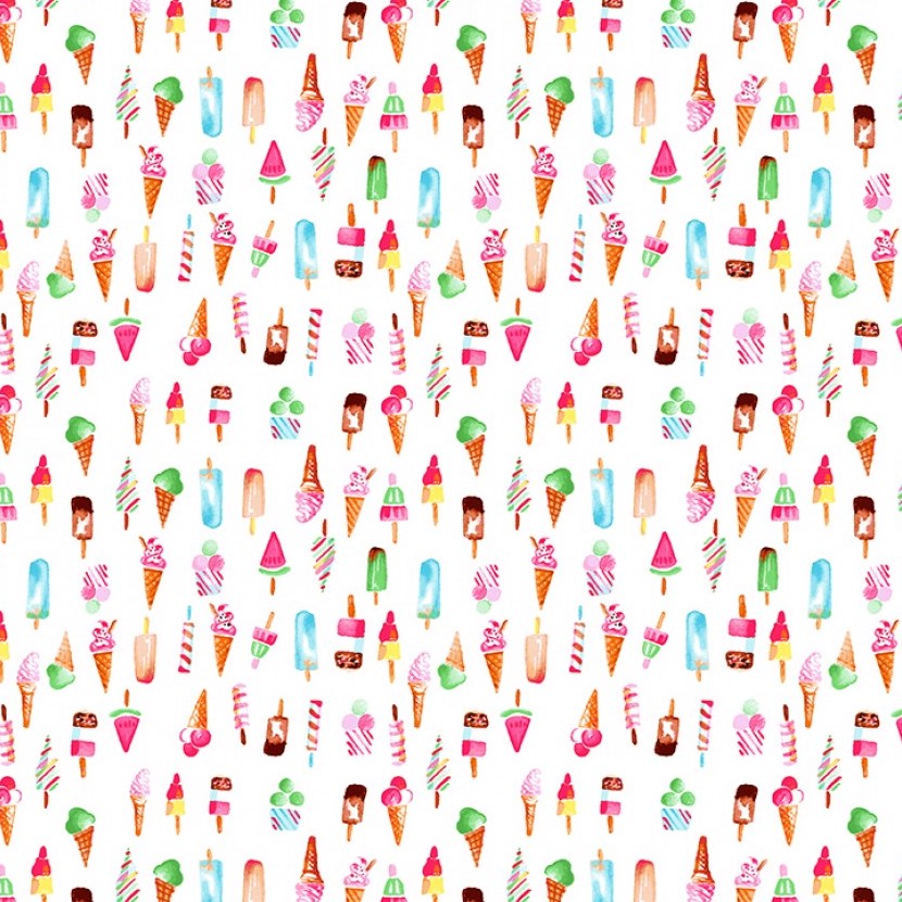 Dear Stella - Toucan Do It! - I Scream for Ice Cream - Rainbow / White - Cotton Fabric - 1/2 Yard