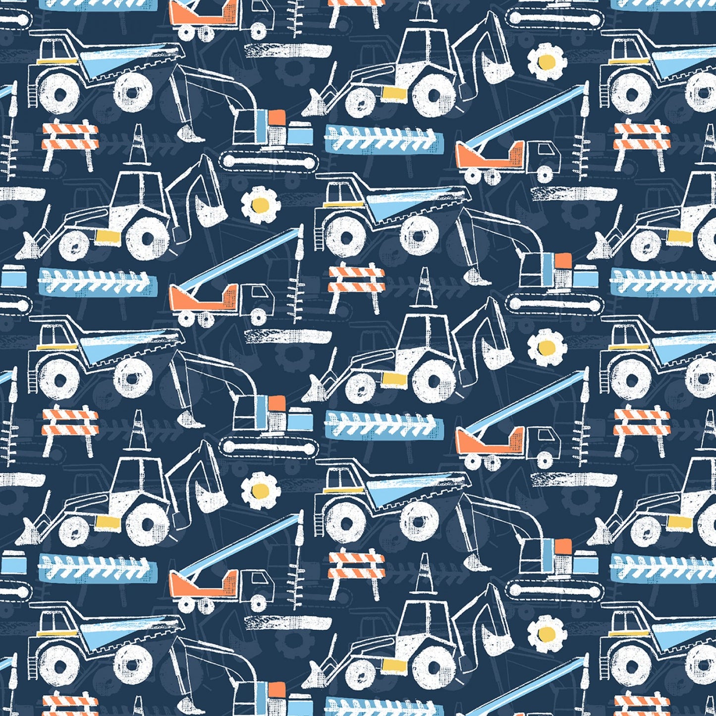 Get Loaded - Trucks - Peacock Blue - Cotton Fabric