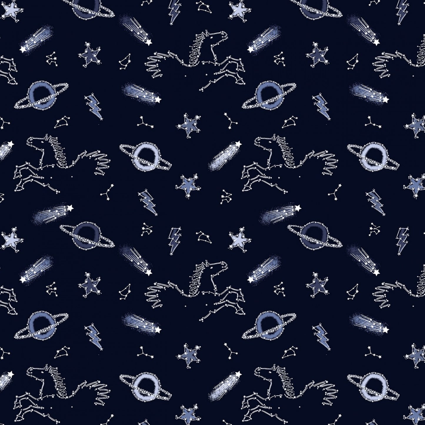 Interstellar - Midnight - City Of Stars - Mystical Creatures - Cotton Fabric