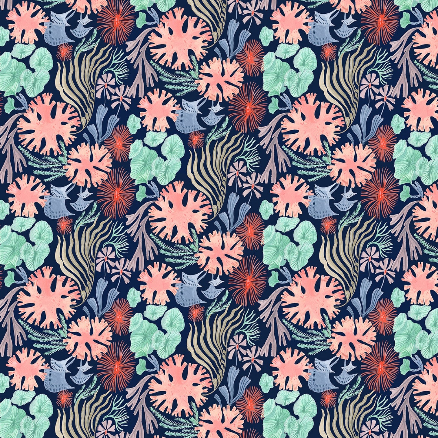 Sea Floral - Illuminary Sea - Digital Print - Patriot - Blue