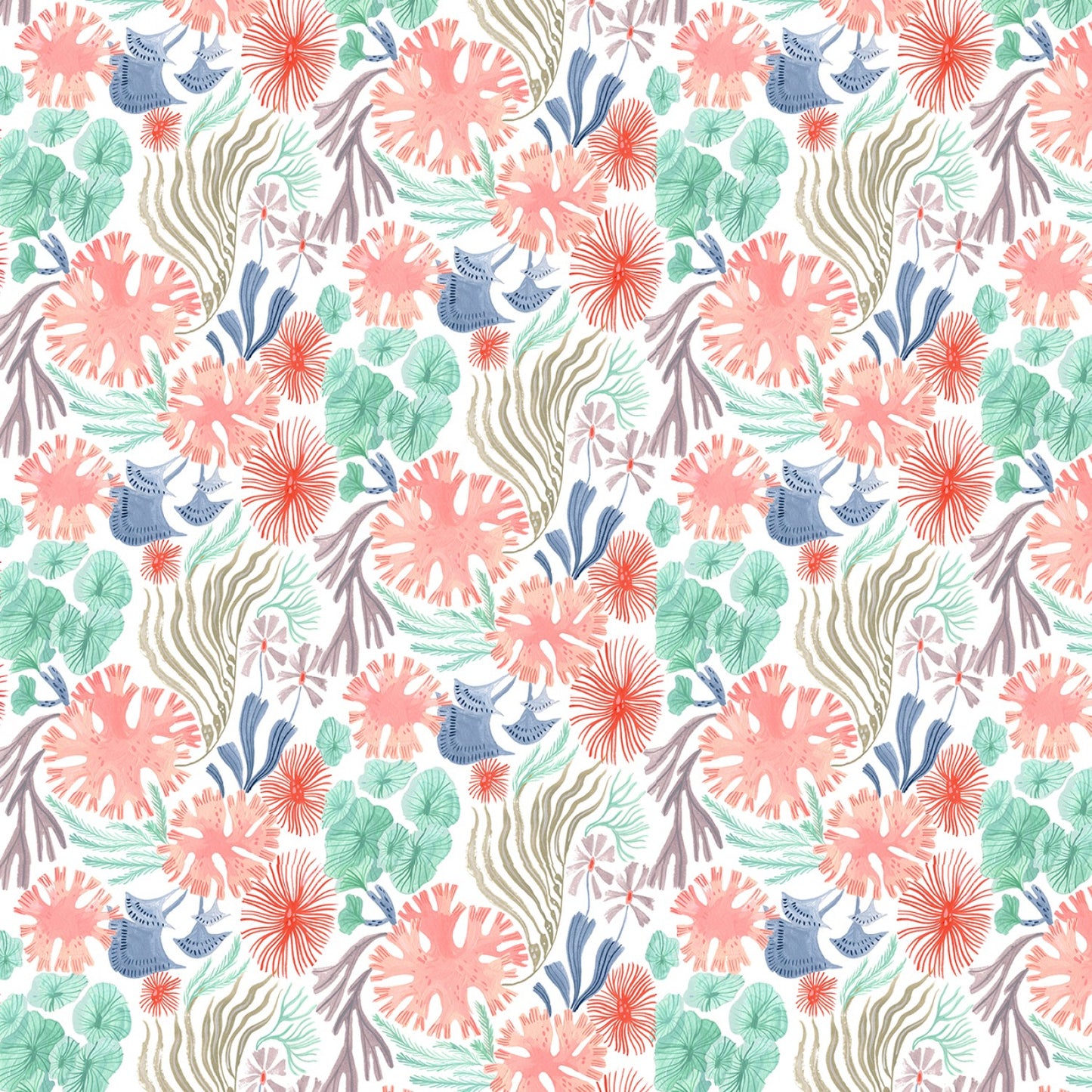 Sea Floral - Illuminary Sea - Digital Print - White