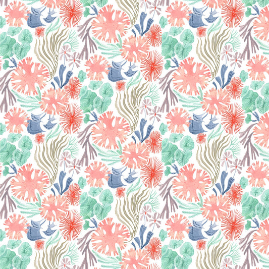 Sea Floral - Illuminary Sea -  Digital Print - White