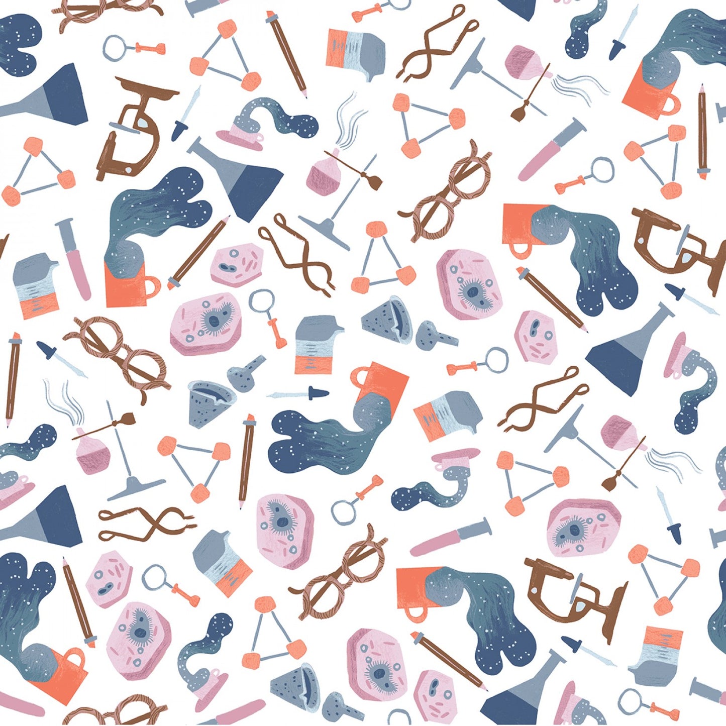 Atomic - The Lab - White - Cotton Fabric
