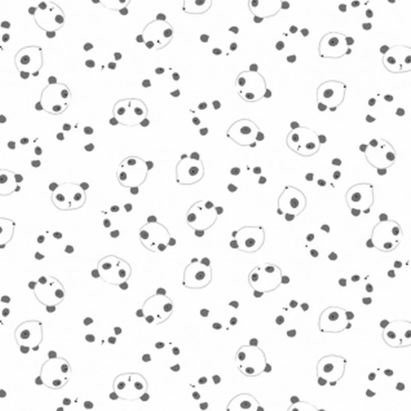 Wide Awake Cotton Fabric - Panda Print - White