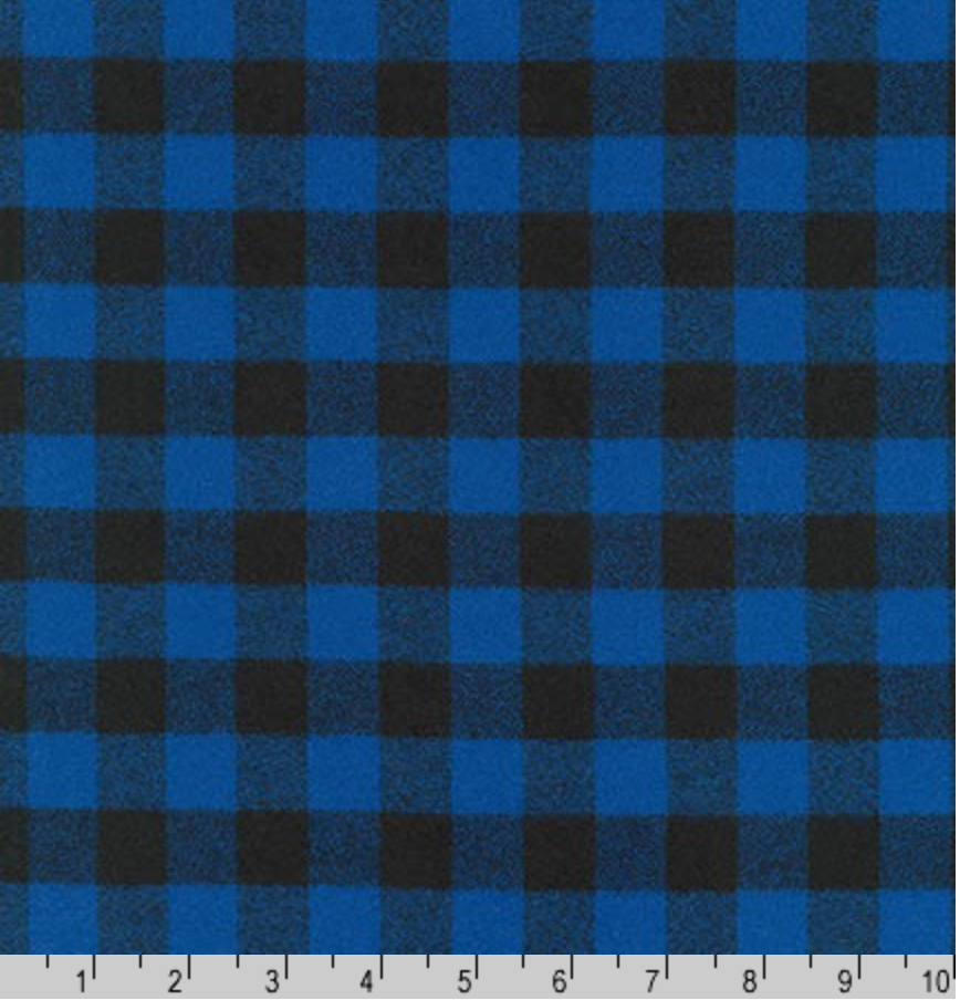 Mammoth Flannel Fabric - Small Blue Buffalo Plaid