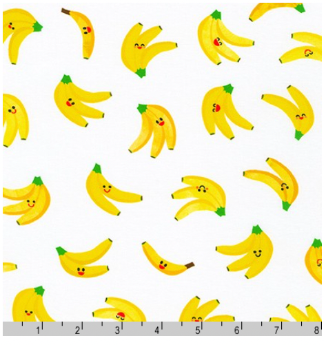 Bananas - White - Ann Kelle - Digital Print - Cotton Fabric