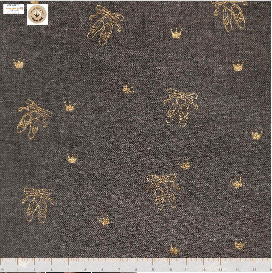 Ballerinas - Graphite Grey - Viyella Organic Cotton Twill
