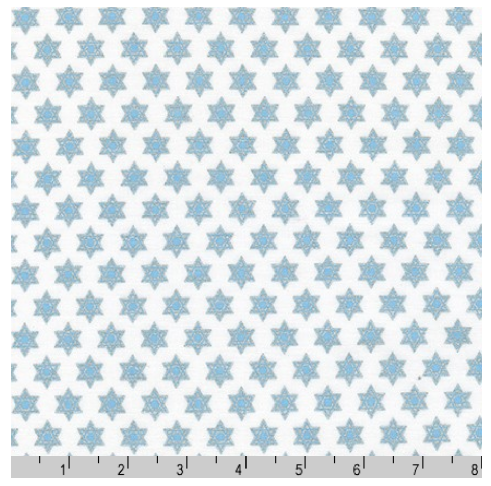 Star of David - Hanukkah - Metallic White - Cotton Fabric