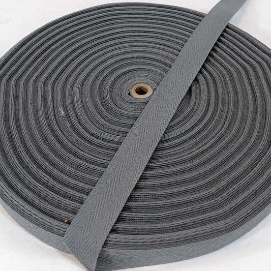 13mm Herringbone Twill Tape 100% Cotton - Grey