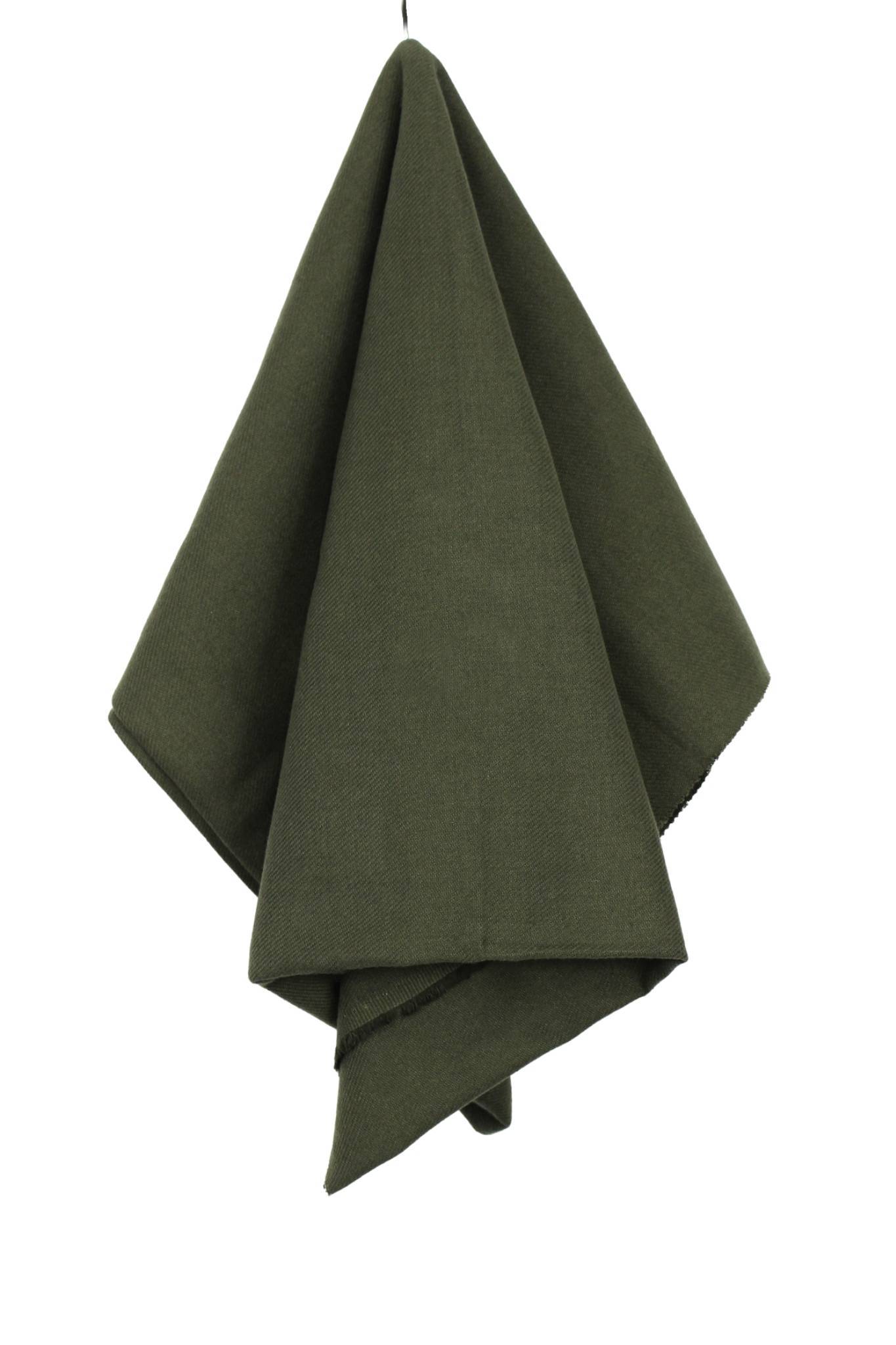 51" Remnant - Organic Cotton Brushed Twill - Dark Olive Green - Local Deadstock