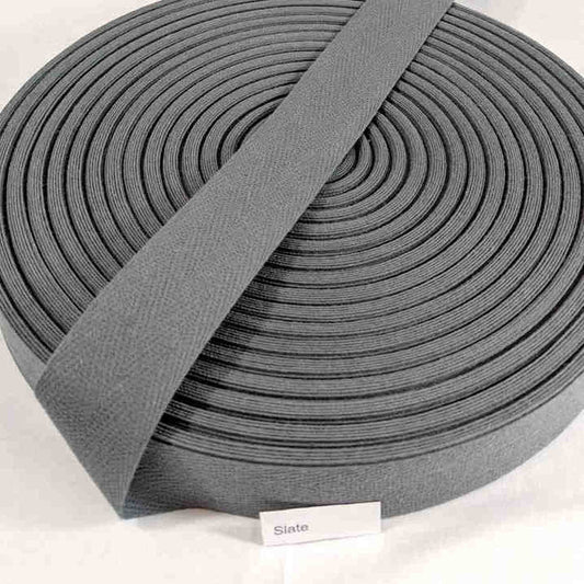 25mm (1 inch) Herringbone Twill Tape 100% Cotton - Slate Grey