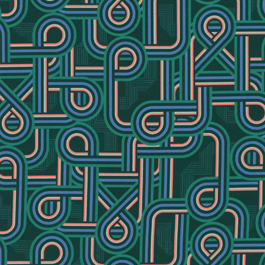 Wilshire - Lines - Peacock - Wishwell - Digital Print - Cotton Fabric