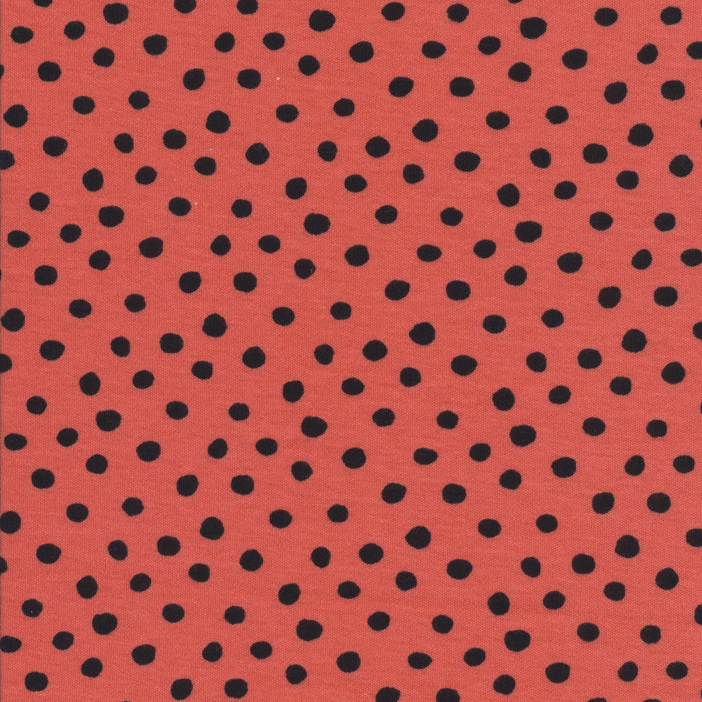 Organic Cotton Interlock Knit - Dots - Black / Red - Ladybug
