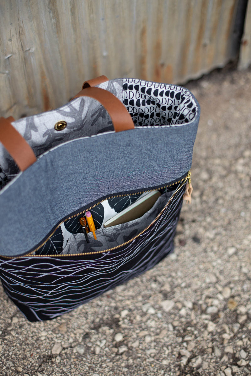 Linen - Quarry Trails - Half Moons - Linen - Black - Essex Yarn-Dye