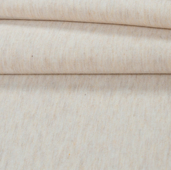 Bamboo/Cotton Stretch Jersey Knit Fabric - Heathered Almond - Natural