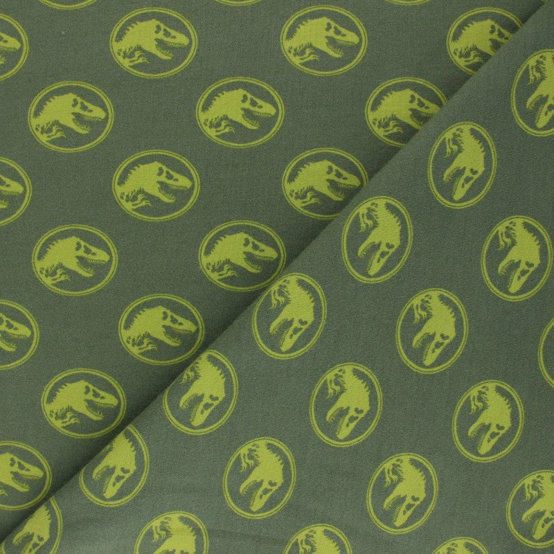 Jurassic World - Olive Green - GOTS Certified Organic Cotton Euro Jersey Knit