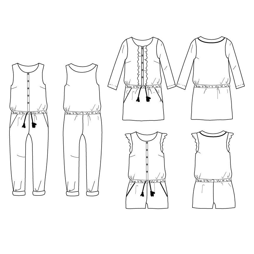 Ikatee - MARIEKE Jumpsuit, playsuit & dress - Kids 3/12 - Paper Sewing Pattern