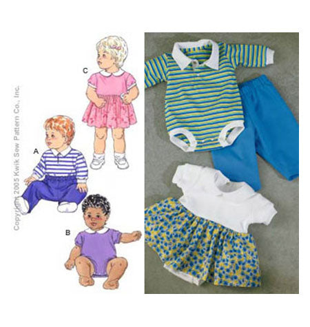 Kwik Sew - K3375 Infants' Baby bodysuit (onsie) and pants (sizes newborn to 18 months )
