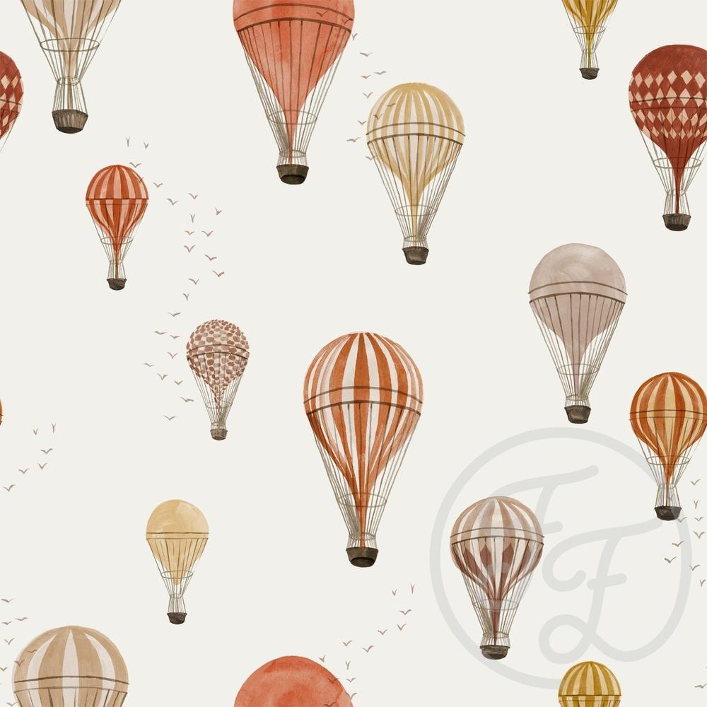 56" Remnant - Hot Air Balloons - Cotton Jersey Knit