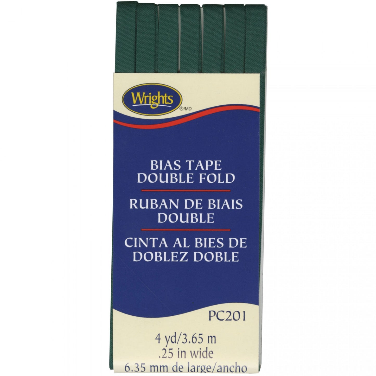 Wrights Bias Tape Double Fold 6mm x 3.7M, Jungle Green, 1/4" x 4 yds, #081