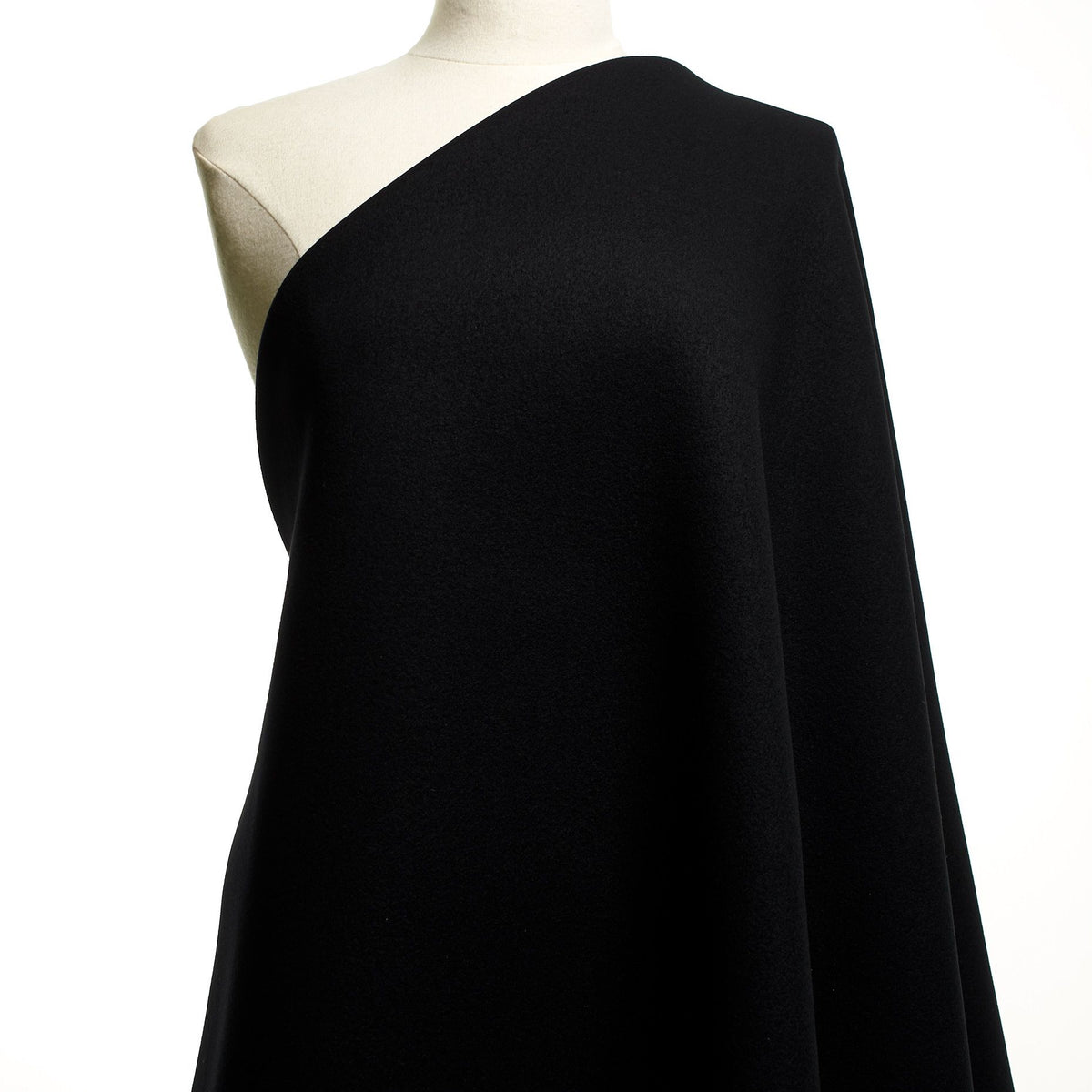 Heavy 100% Cashmere Double Cloth Splittable Coating - Black - Designer Deadstock - Made in Italy