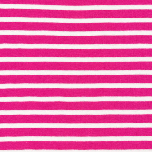13" Remnant - Organic Cotton Interlock Knit - Colourful Stripes - Pink
