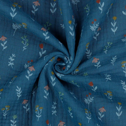 Wildflowers - Jeans - Organic Digitally Printed Double Gauze