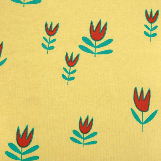 9" Remnant - Tulips - Katia Fabrics - Yellow - Jersey Knit