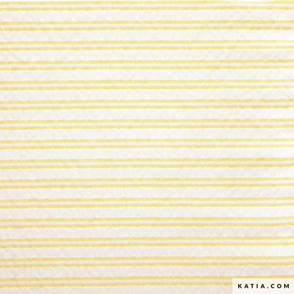 18" Remnant - Nautic Double Stripes Cotton Yellow & Ecru - Crinkle Cotton