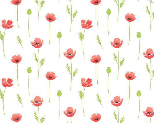 Watercolour Poppies - Gauze  - Cotton Fabric