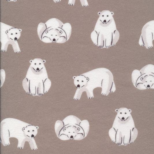 37" Remnant - Polar Bears - Grey - Organic Cotton Flannel