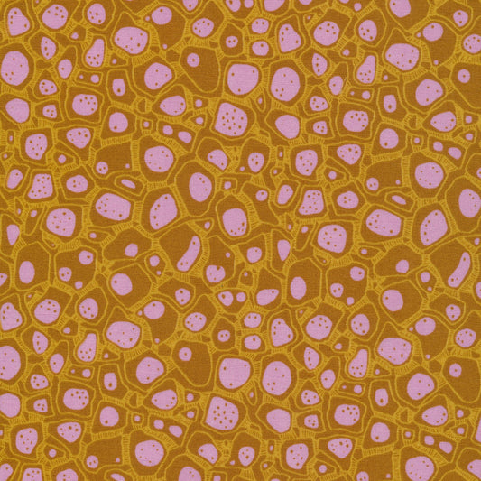 Look Close - Ochre - Into The Woods - Organic Quilting Cotton Fabric - GOTS