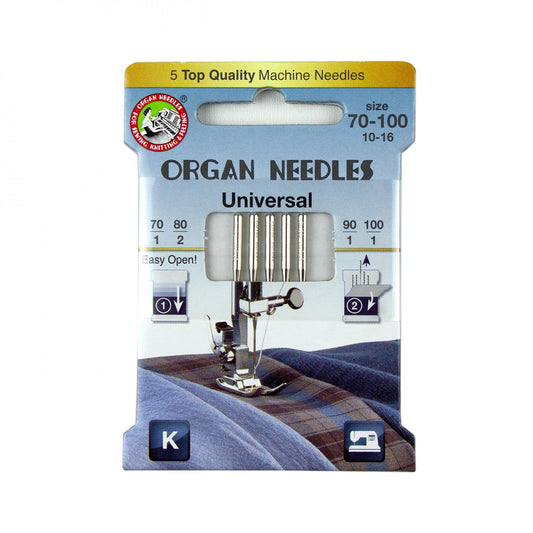 ORGAN Brand Needles Universal Size 1 ea 70/90/100 - 2ea 80 - 5 count