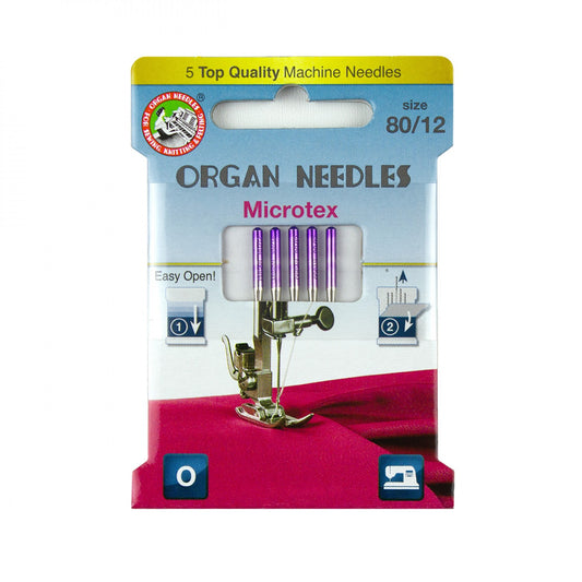 ORGAN Brand Needles Microtex Size 80/12 - 5 count