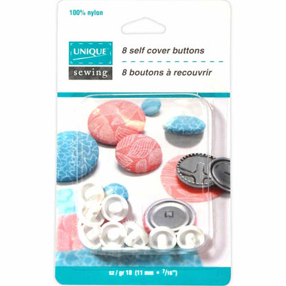 UNIQUE SEWING Buttons to Cover - Nylon - size 18 - 11mm (3⁄8″) - 8 sets