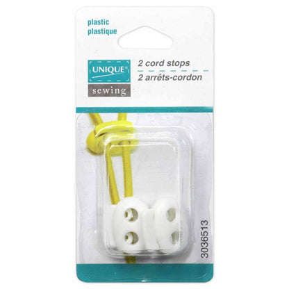 UNIQUE SEWING 2 Hole Cord Stops - White - 2 pcs