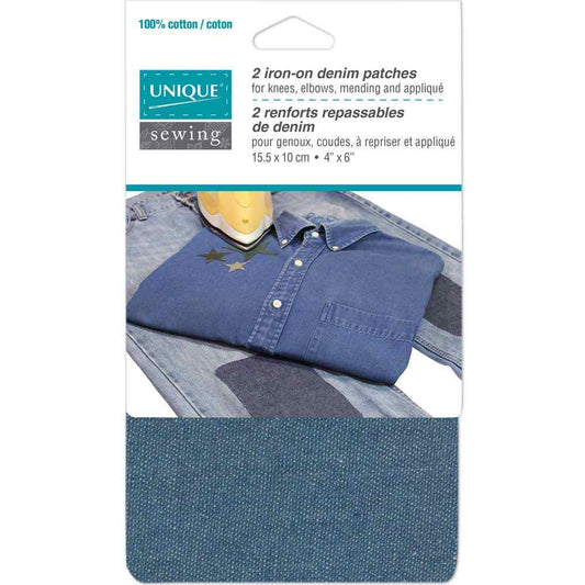 UNIQUE SEWING Brushed Denim Patch - 10 x 15cm (4″ x 6″) - 2pcs