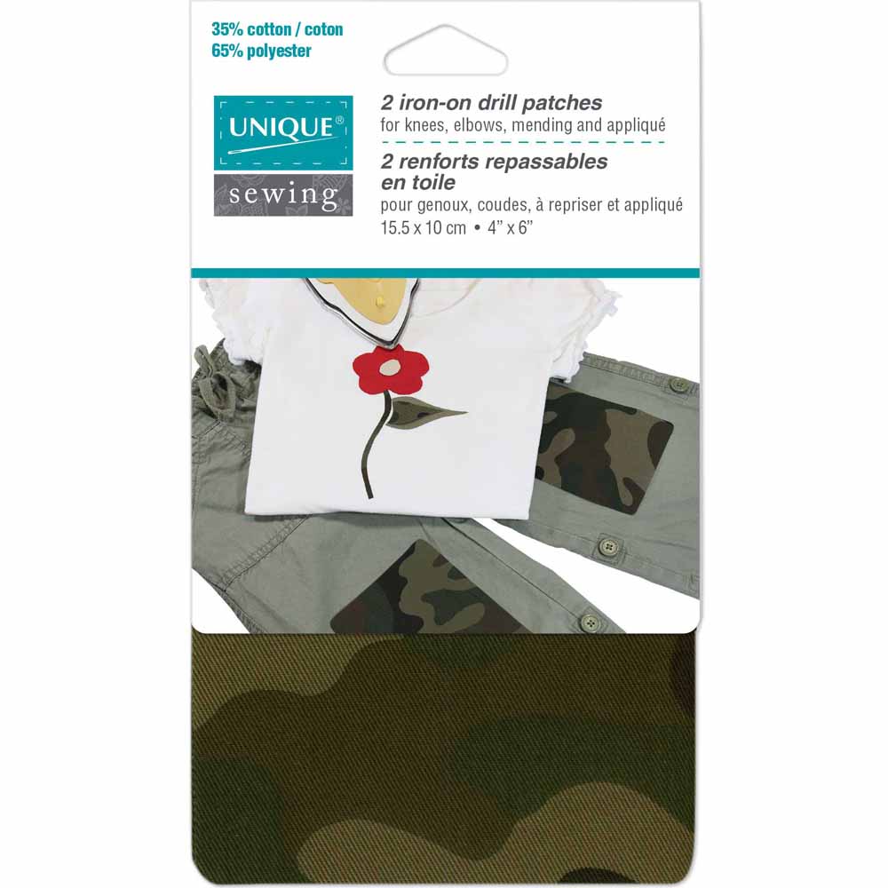 UNIQUE SEWING Drill Patches Camouflage Green - 10 x 15cm (4″ x 6″) - 2pcs