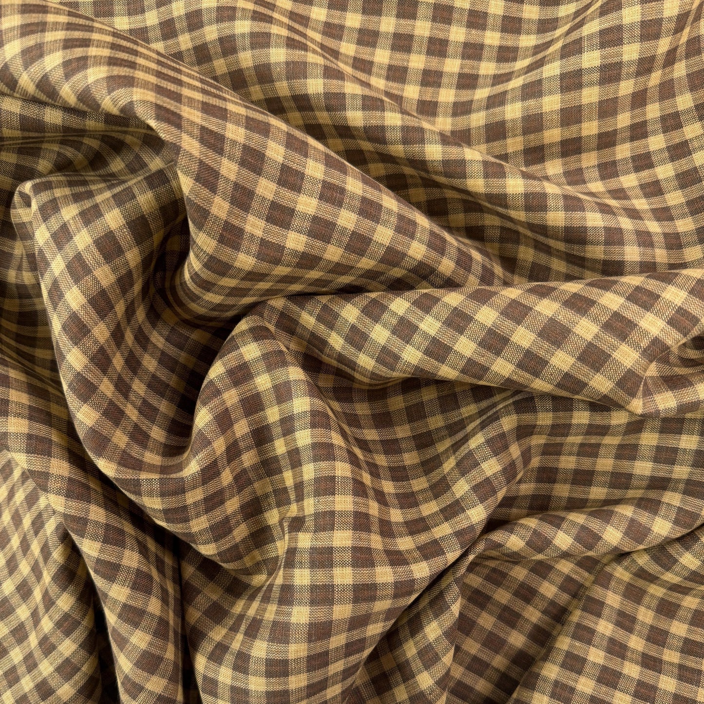 Yarn Dyed European Linen Plaid - Brown & Beige