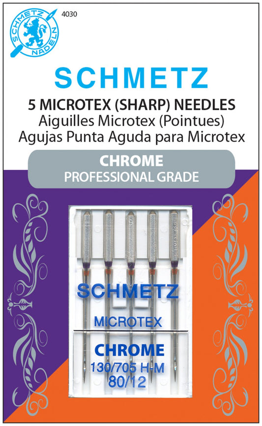 Schmetz Chrome Professional Grade Microtex Needles Carded - 80/12 - 5 count