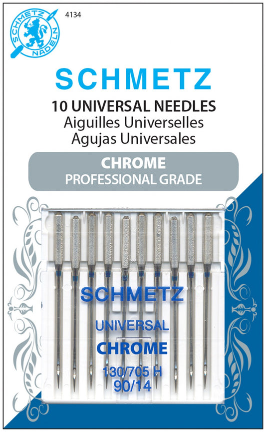Chrome Universal Schmetz Needle 10 ct, Size 90/14